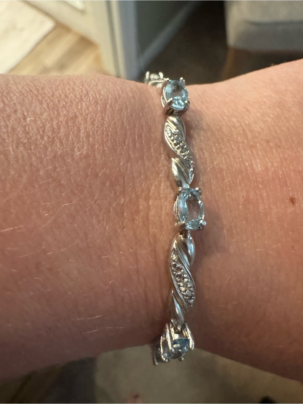 Sterling Silver Blue Topaz Tennis Bracelet - Elegant Women Jewelry